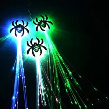 The Electric Mammoth LED Barrettes - Set of 6 - Light Up Fiber Optic Hair Braid Extensions - 14 “Length Clip On Party Fashion Accessory (Spiders)