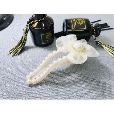 Hair Claw Clips Jaw Barrettes Pins ribbon for Thin Fine Thick Hair Women and Girls: M25 (WH-FW)
