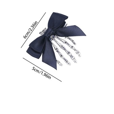 KuuGuu 4 PCS Halloween Skeleton Claws Hand Hair Clips Skull Hand Hair Clip with Bowknot Hairpin Hair Barrette for Girls Halloween Cosplay Party