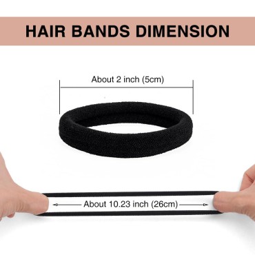 60PCS Black Hair Ties for Women Girls, 2 Inch in D...