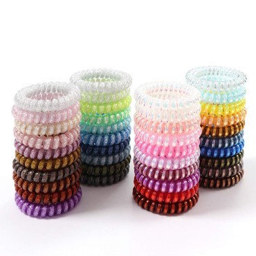 40 PCS Spiral Hair Ties No Crease Hair Ties Phone ...