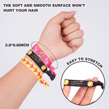 48 Pieces Softball Hair Ties No Crease Elastic Rib...