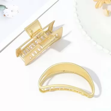 Brinie Gold Metal Hair Claw Clamps Geometric Hair ...