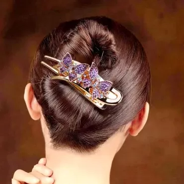 Yusier 2PCS Butterfly Style Rhinestone Hair Clip D...