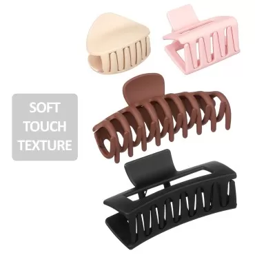 Expressions 4pc Mixed Soft-Touch Claw Clips Collection - Assorted Hair Clips Gift Set, Premium Aesthetic Large Claw Clips, Hair Claw Clips For Women