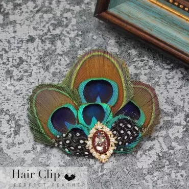 GORTIN 1920s Flapper Feather Hair Clip Peacock Feather Headpiece Great Gatsby Feather Head Pin Rhiestones Showgirl Head Bands Art Deco Party Flapper Hair Accessories For Women and Girls