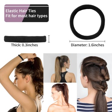 100PCS Black Hair Ties for Women, No Crease No Dam...