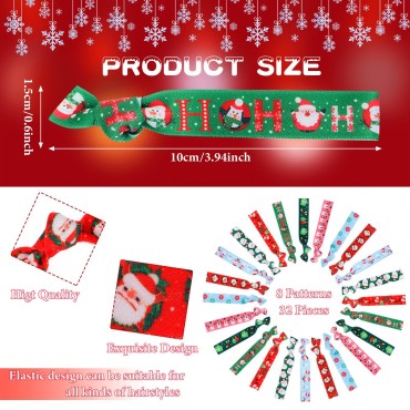 32 Pieces Christmas Ribbon Hair Ties Elastic Hair ...