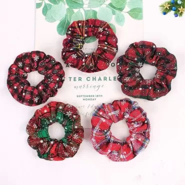 6 Pcs Christmas Scrunchies Hair Scarf, Holiday Hai...