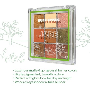 Ruby Kisses Eyeshadow Palette Highly Pigmented Eye Makeup Matte to Shimmers (Jade)