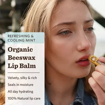 Moon Valley Organics Beeswax Lip Balm for Moisturizing Lips and Cuticles (COOL MINT VANILLA, 3-Pack)