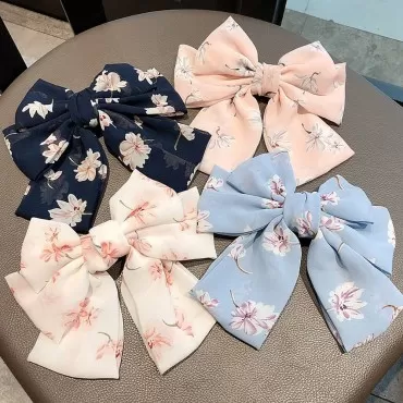 Yusier 4 PCS Large Chiffon Bow Barrettes French Fl...