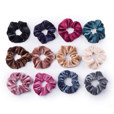 12 Pack Velvet Hair Scrunchies Scrunchy Hair Ties ...