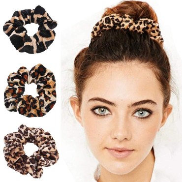 Pinksee 6pcs Leopard Print Hair Bands Set Scrunchy...