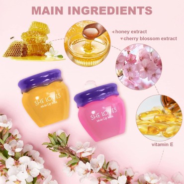 2PCS Lip Mask Overnight, Honey&Sakura Day and Nigh...