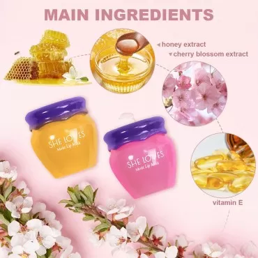 2PCS Lip Mask Overnight, Honey&Sakura Day and Nigh...