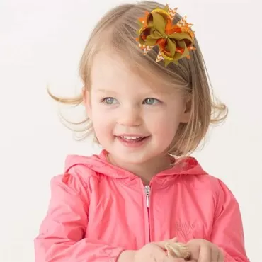 LUOEM Girls Large Hair Clips Ribbon Hair Bows Clips Kids Hair Accessories Hairpin Thanksgiving Day Decoration