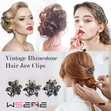 WSERE Set of 3 Mini Hair Jaw Clips Vintage Metal R...