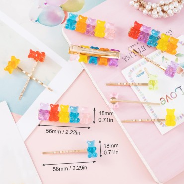PAGOW 11 Styles Candy Hair Clips Cartoon Gummy Bear Barrettes Colorful Resin Animal Hairpins Handmade Birthday Valentines Christmas Hair Accessories for Girls Women Thin Hair