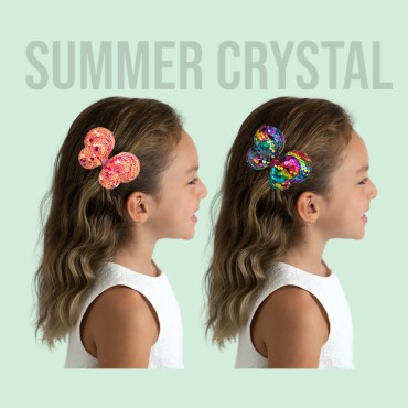 Summer Crystal 4Pcs 3D Sequins Butterfly Bow Hair Clips For Girls - Nonslip Unique Hair Accessories for Everyday, Birthday and Parties (4Pcs 3D Butterfly HHMP)