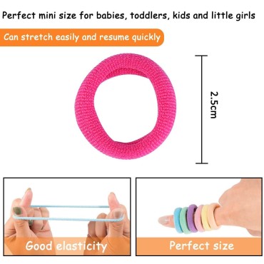 100PCS Elastic Hair Ties Cotton Hair Bands Mini Ha...