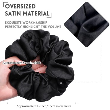 6 Pieces Oversized Satin Hair Scrunchies 7.2 Inch ...