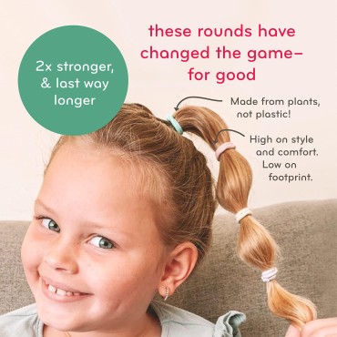 KOOSHOO Plastic-Free Mondo Hair Ties - Organic Cotton Hair Ties For Girls, Hair Ties For Thick Hair. No-Damage Hair Ties Made from Plants For Women, Toddlers, & Babies. Hair Accessories for Women. 8ct