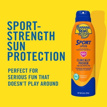 Banana Boat Sport Ultra SPF 50 Sunscreen Spray, 9.5oz | Oxybenzone Free Sunscreen, Spray On Sunscreen, Family Size Sunscreen SPF 50, 9.5oz