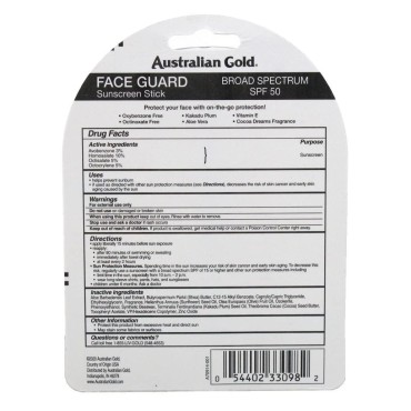 Australian Gold Spf#50 Face Guard Stick 0.5 Ounce (17ml) (Pack of 6)