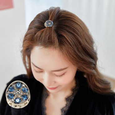 Yusier Fashion Mini Hair Claw Clip Round Metal Rhi...