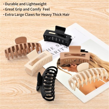 79Style 6pcs Big Hair Clips For Women Thick Hair C...