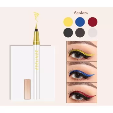 MIESCHER 6 Colors Matte Liquid Eyeliner Set, Colorful Liquid Eye Liners Set Waterproof Smudgeproof Colorful Matte Pencil Eyeliner Kit for All Day, Longwearing Soft Hair Eye Liner No-Skip, Ultra-Fine Tip, High Pigmented Eyeliner Set for Women(6 Colors)