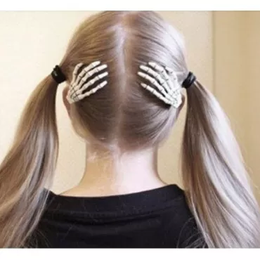 Geoot 1 Pair Trendy Women Skeleton Hand Bone Claw Punk Hair Clip (white)