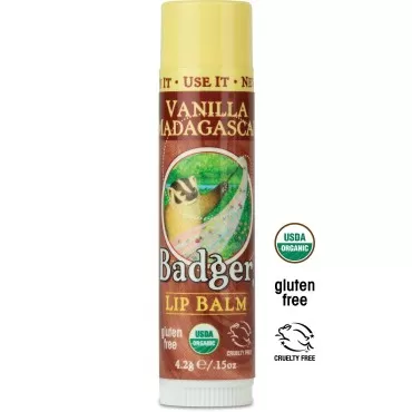 Badger Organic Vanilla Classic Lip Balm, 0.15 OZ...