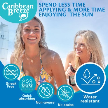 Caribbean Breeze Sunscreen Spray SPF 50 Lotion, Mango Scent Lime Fragrance Tanning Sunscreen Spray, Rich in Anti Oxidants Spray On Sunscreen with Green Tea & Pomegranate Extracts, 8.5 oz (250 ml)