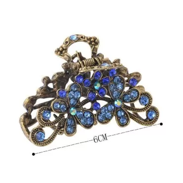 Women Retro Metal Hair Accessories Rhinestone Fanc...