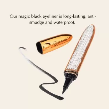 EPILYNX Eyeliner and False Eyelash Set - Black Liquid Eyeliner Adheres Any Lashes without Glue, with False Lashes, for Sensitive Skin, Gluten-Free, Allergen-Free, Vegan