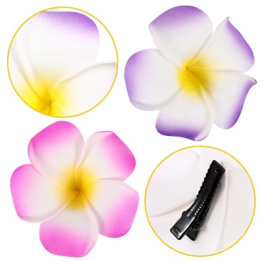 12 Pcs Hawaiian Plumeria Flower Hairpins Hair Clip...