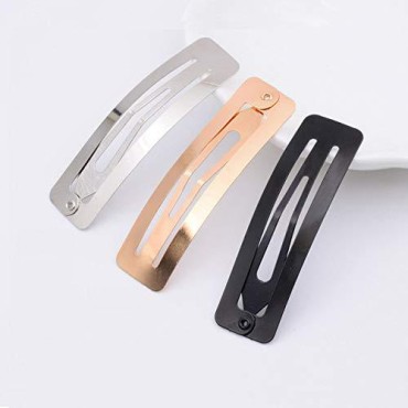 30Pcs No Slip Metal Snap Hair Clips Grips Hair Barrettes Rectangle BB Clips for Girls Women Hair Accessories, 60mm (Silver, Black and Rose Gold)