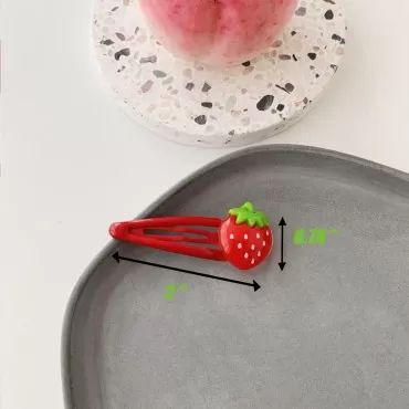 Strawberry Hair Accessories Cute Strawberry Hair Clips Hair Barrettes Resin Fruit Hairpin For Girls 2pcs (Solid Colour Strawberry)
