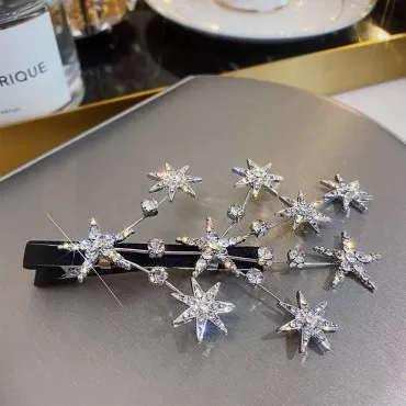 YienDoo Crystal Starburst Hair Clip Barrette Silve...