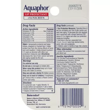 Aquaphor Lip Repair & Protect Tube Blister Card Du...