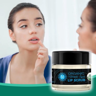 Miracle Lips Organic 2 in 1 Lip Scrub and Moisture...
