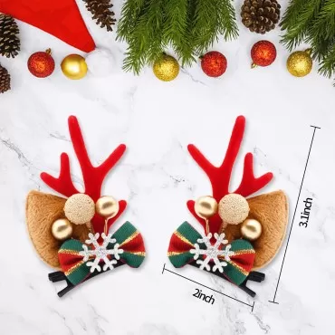 1 Pair Christmas Hair Clips for Women Girls - Rein...