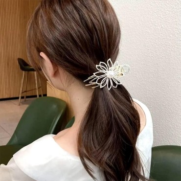 Yusier White Pearl Rhinestone Hair Clips for Women...