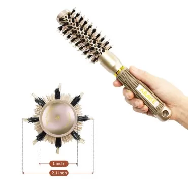 Round Brush, Nano Thermal Ceramic & Ionic Tech Roller Hair Brush, Round Barrel Brush with Boar Bristles, for Blow Drying, Styling, Curling and Shine (Barrel 1 inch/25mm) + 1 Free Hair Cleaner