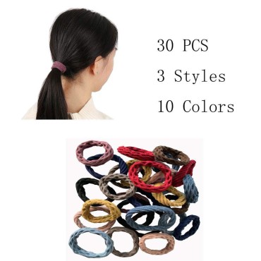 ZBORH 30 Pcs Hair Ties, Non-Slip and Seamless Hair...