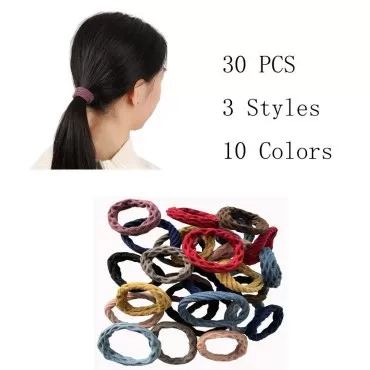 ZBORH 30 Pcs Hair Ties, Non-Slip and Seamless Hair...
