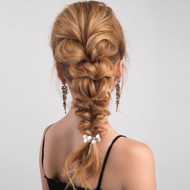 PAGOW 4PCS Hair Ties Black Elastic Hair Scrunchies Pearl Hair Bands Crystal Hair Ropes Hair Accessories for Women and Girls
