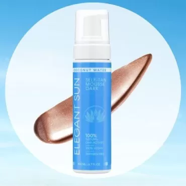 Self Tanner Mousse with Self Tanning Mitt, Coconut Water Tanning Mousse, Fake Tan Sunless Foam, Flawless Sunless Tanner without the Odor, Vegan, Paraben Free, by Elegant Sun